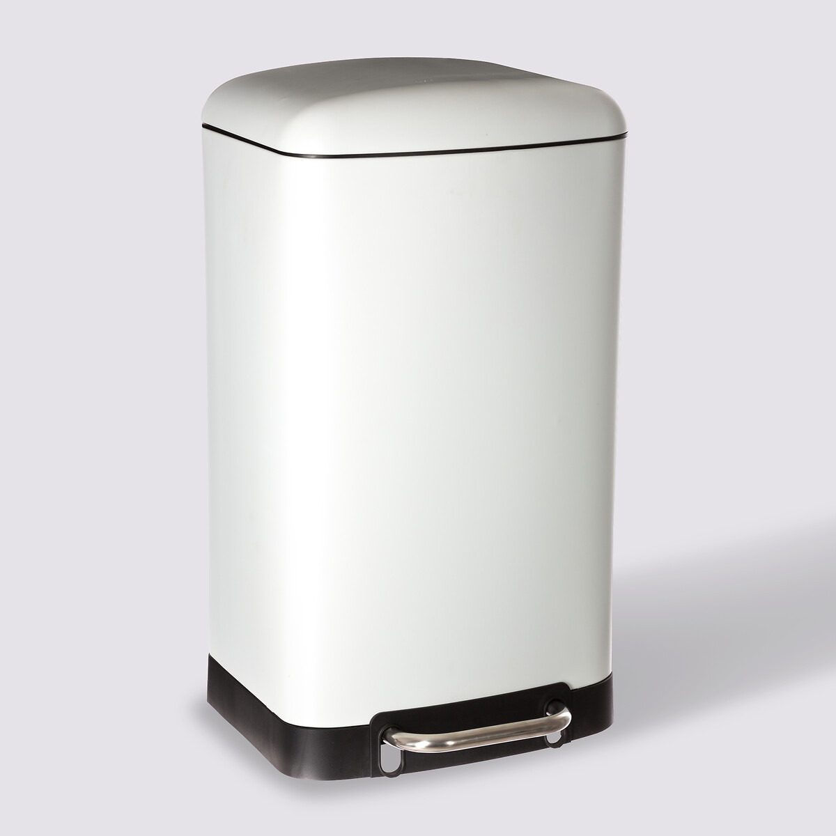 Poubelle rectangulaire à pédale métal 30l, blanc Ariane