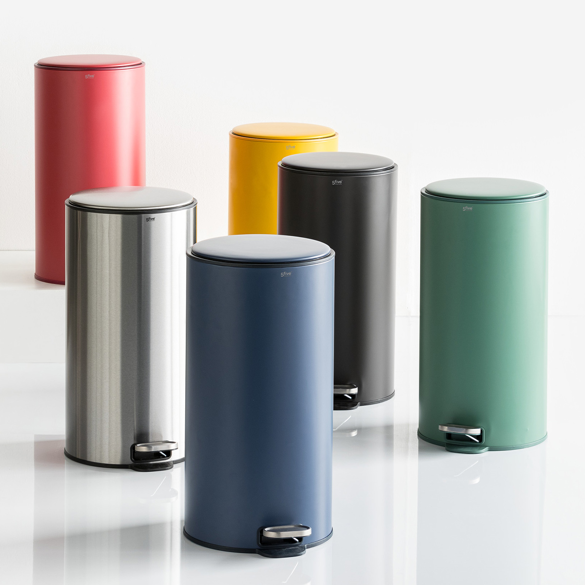 Poubelle ronde à pédale métal 30l, inox Delta