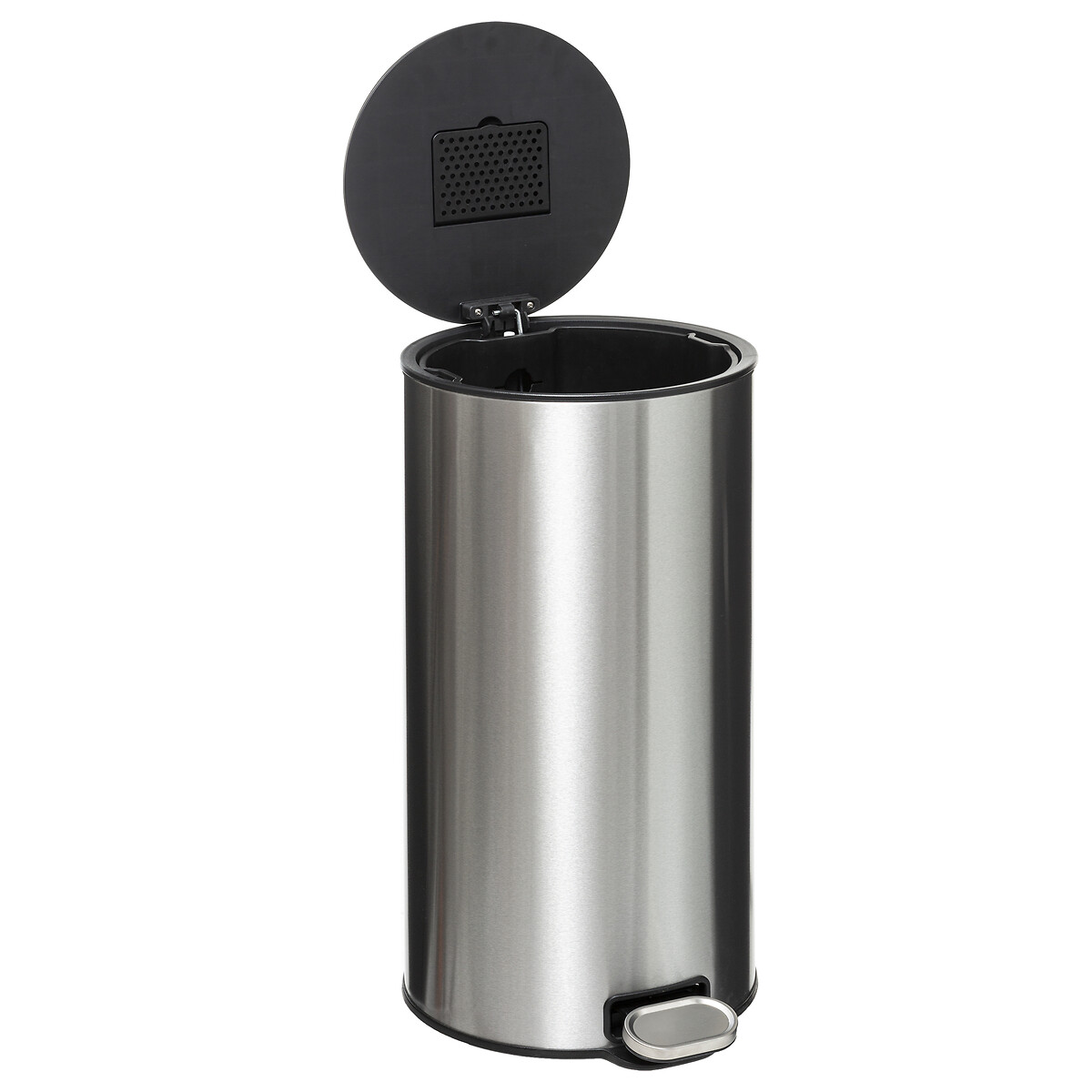 Poubelle ronde à pédale métal 30l, inox Delta
