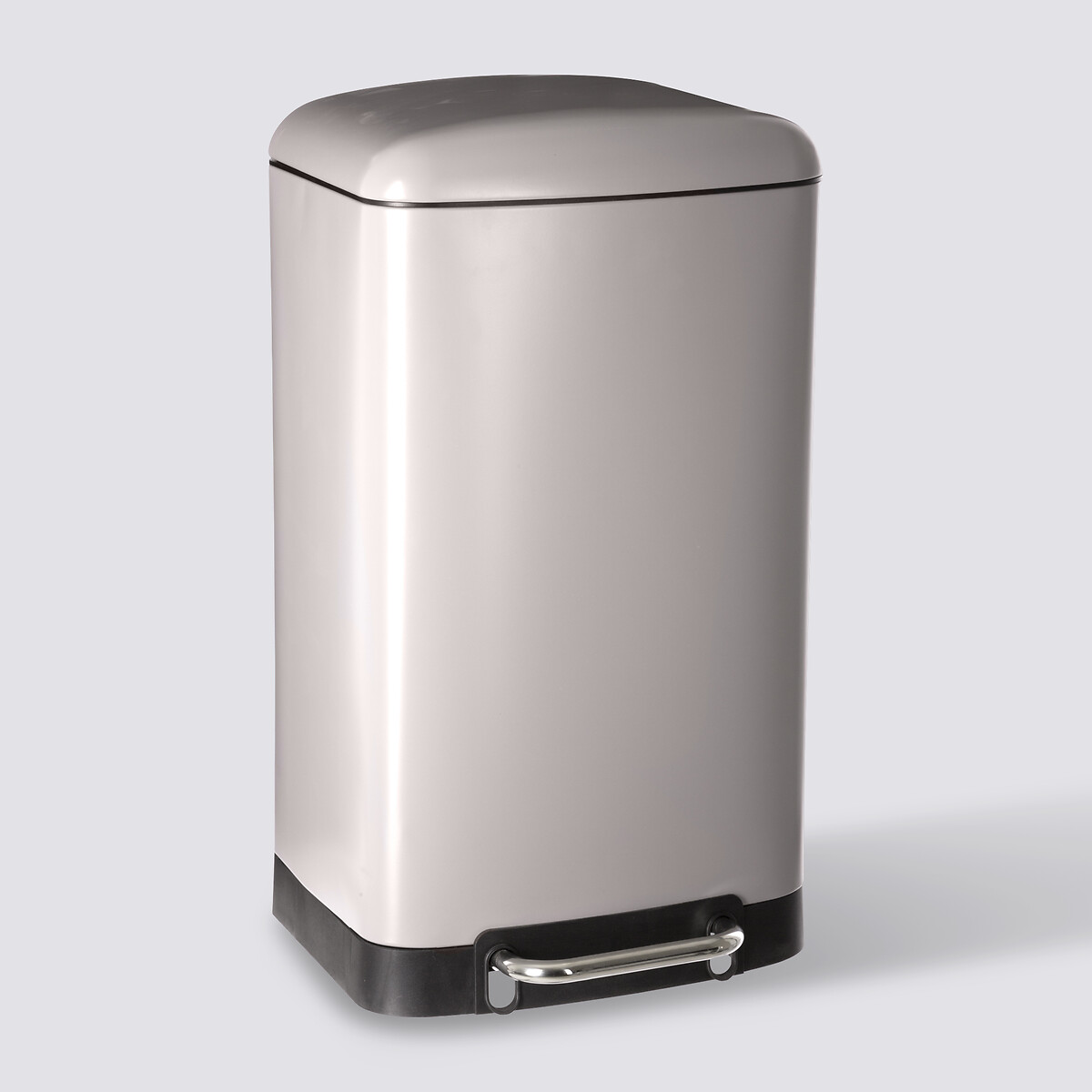 Poubelle rectangulaire à pédale métal 30l, taupe Ariane