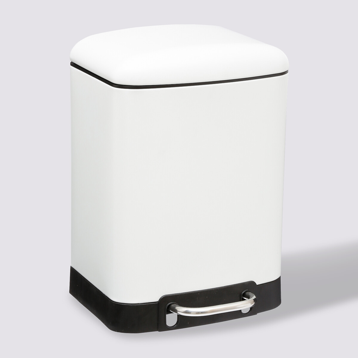 Poubelle rectangulaire à pédale métal 6l, blanc Ariane