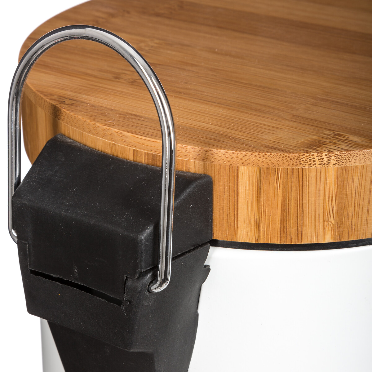 Poubelle à couvercle bambou 3l, blanc Naturéo