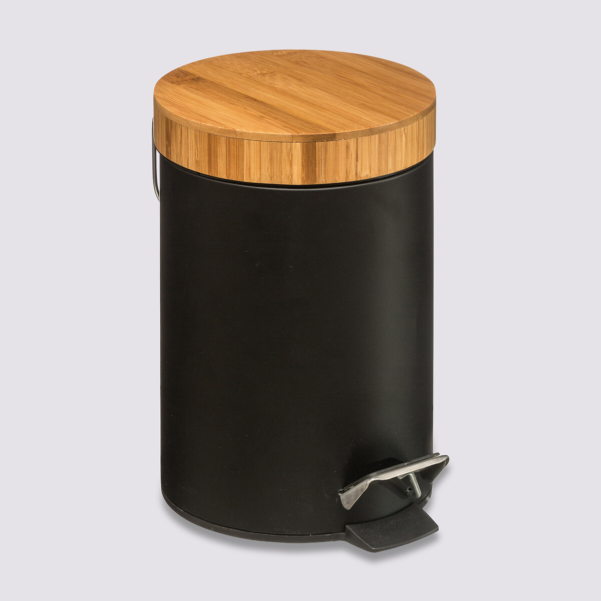 Poubelle à couvercle bambou 3l, noir Naturéo