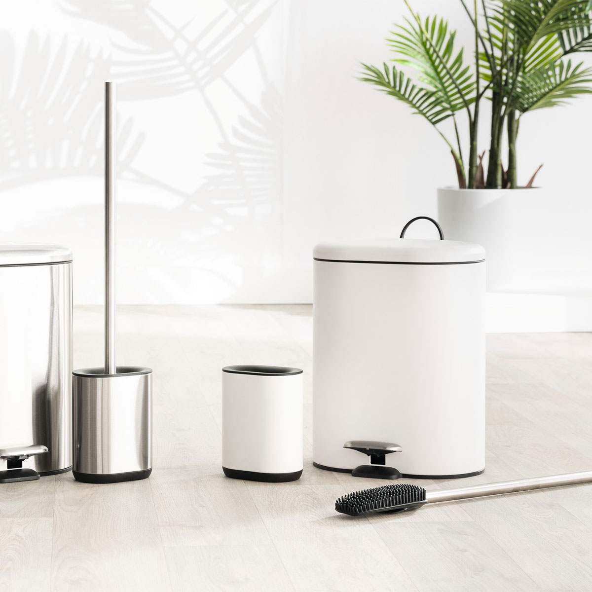 Poubelle soft close métal 6l, blanc Siliflex