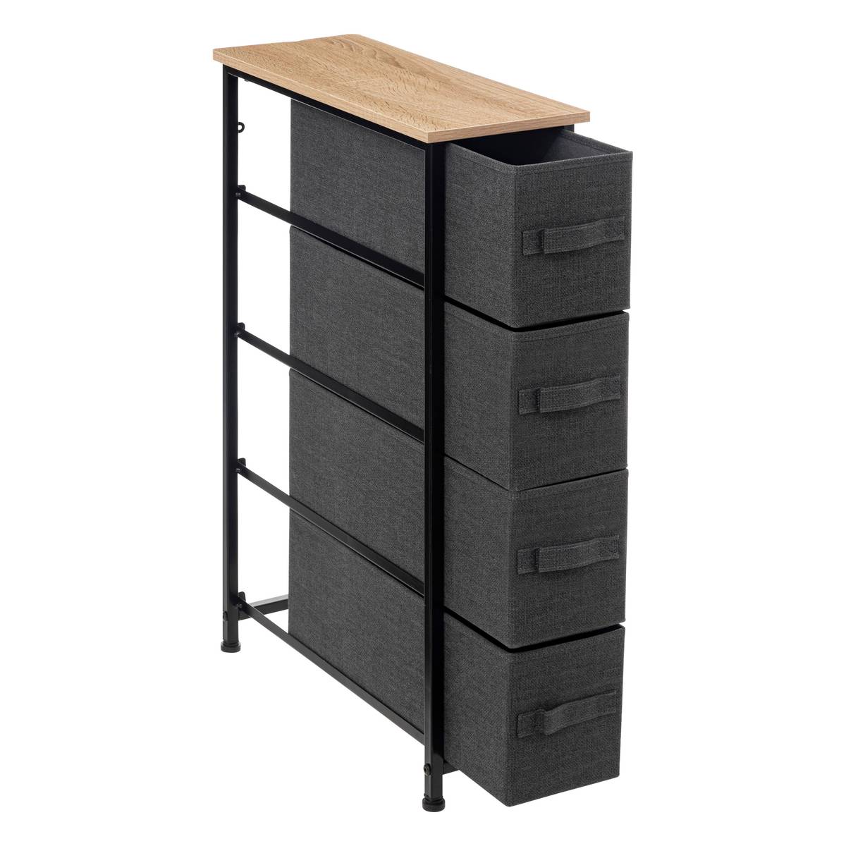 Rangement 4 tiroirs tissu, gris anthracite 