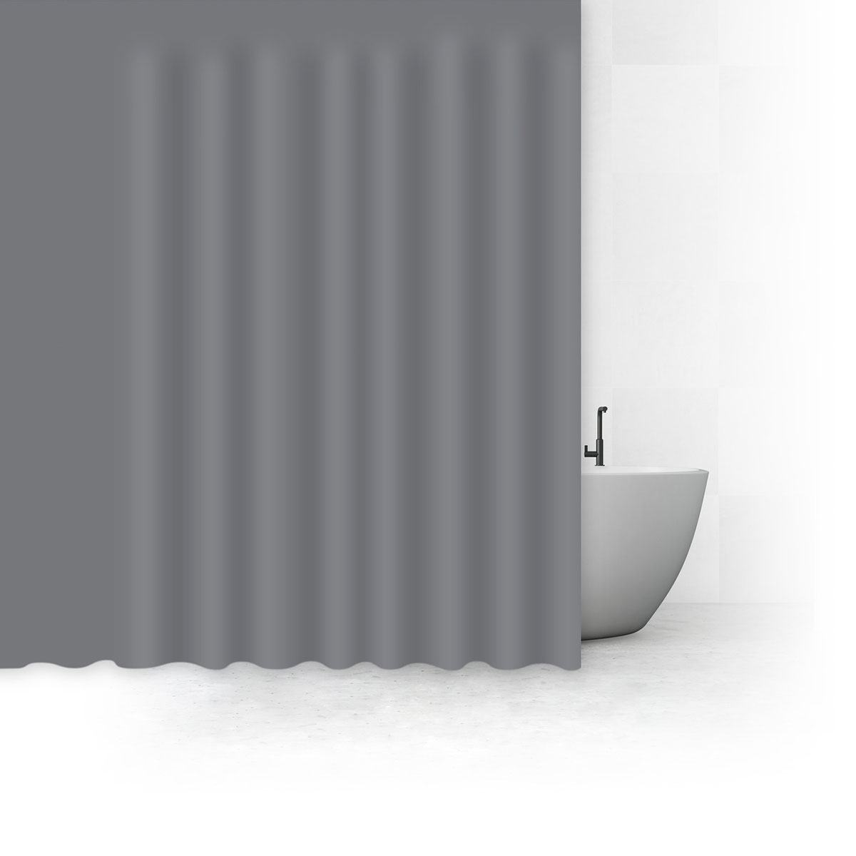 Rideau de douche 180x200cm, gris Colorama