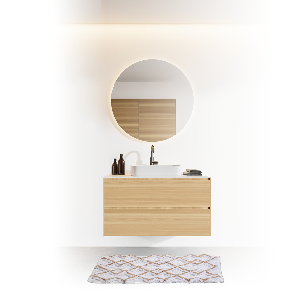 Tapis 50x75 cm, blanc, taupe 