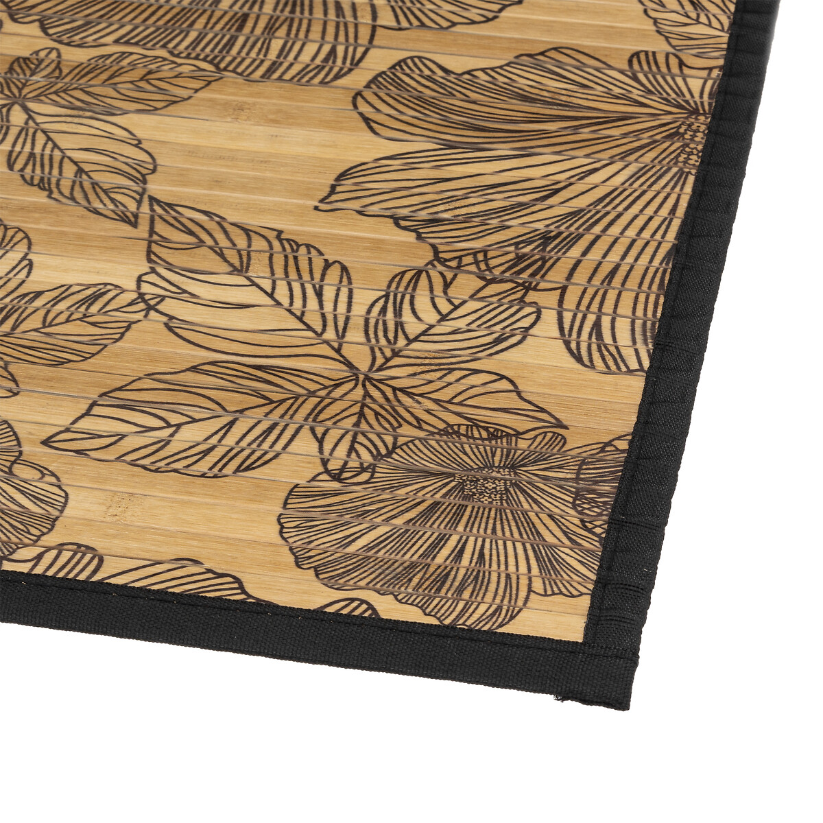 Tapis latte bambou 50x80 cm, noir Blackflora