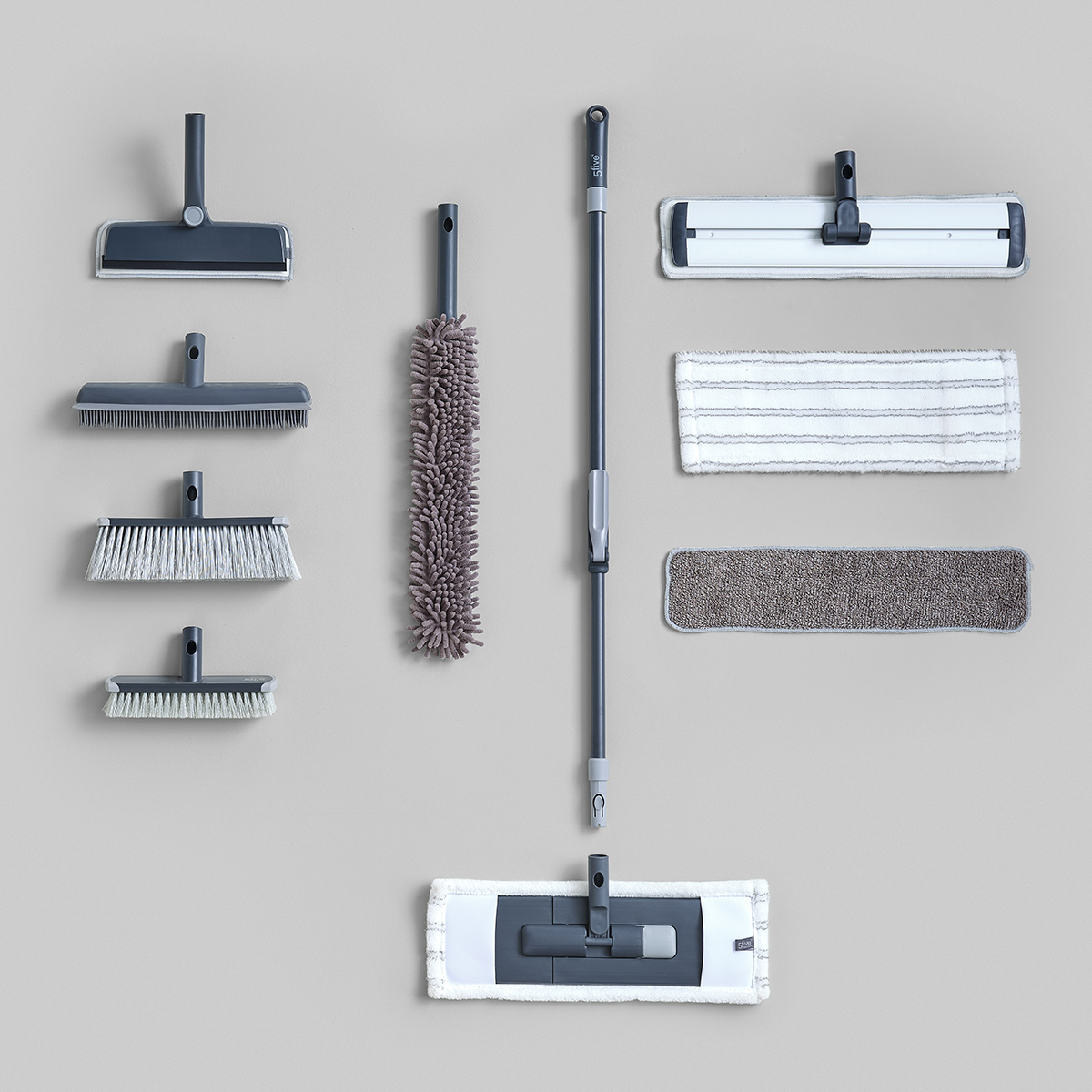 Tête de balai souple, gris Click & clean