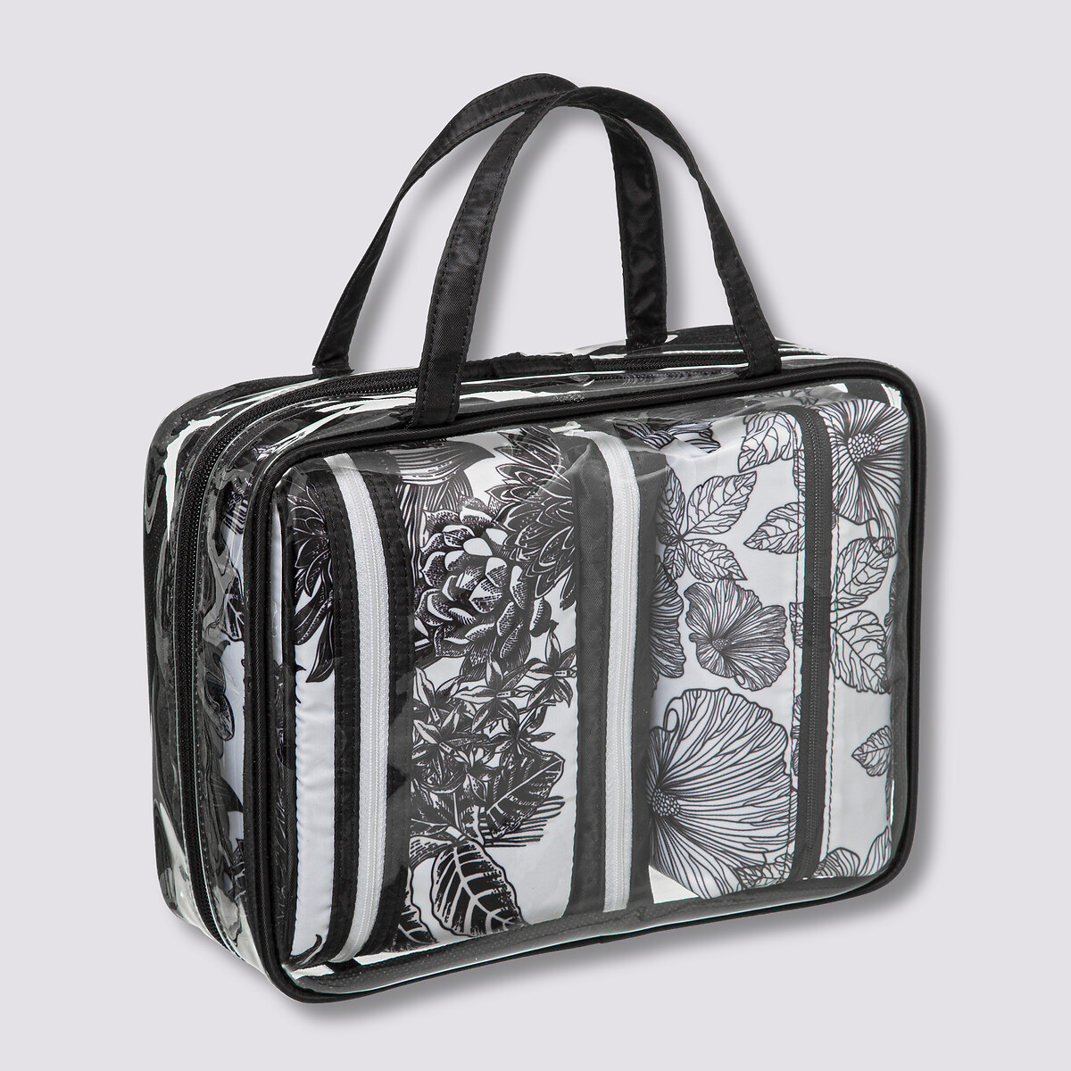 4 trousses de toilette, blanc et noir Blackflora