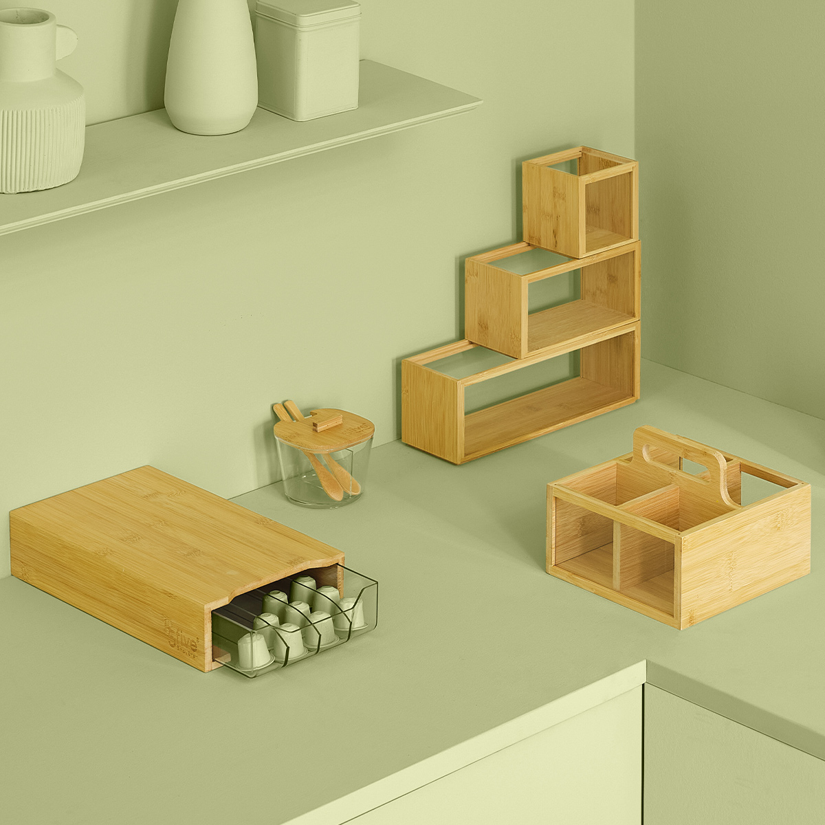 Sucrier 2 cuillères, couvercle bambou Lizo