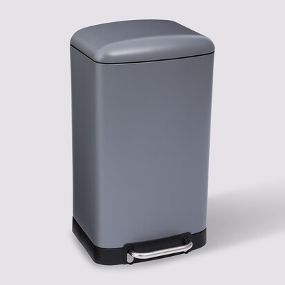 Poubelle rectangulaire à pédale métal 30l, gris Ariane
