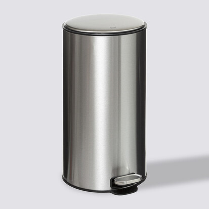 Poubelle ronde à pédale métal 30l, inox Delta