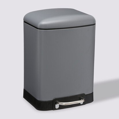 Poubelle rectangulaire à pédale métal 6l, gris Ariane