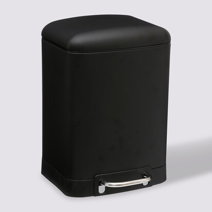Poubelle rectangulaire à pédale métal 6l, noir Ariane