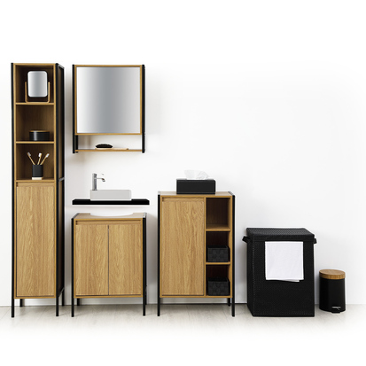 Poubelle à couvercle bambou 3l, noir Naturéo