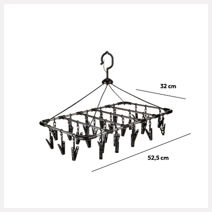 Séchoir métal à accrocher, 32 pinces 