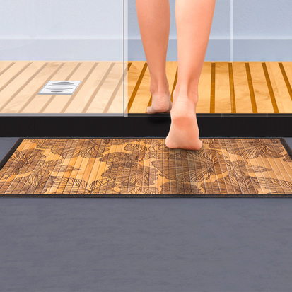 Tapis latte bambou 50x80 cm, noir Blackflora