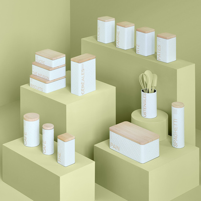 Boîte à céréales 750g métal, blanc Scandi nature