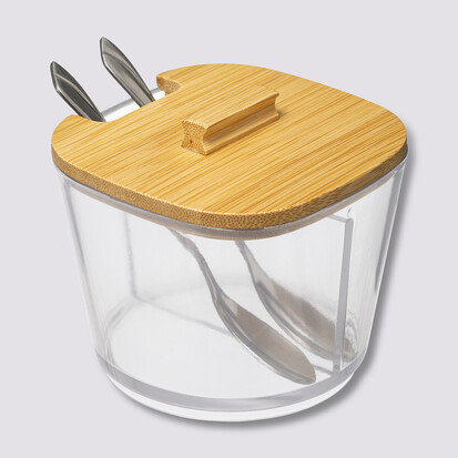 Sucrier 2 cuillères, couvercle bambou Lizo