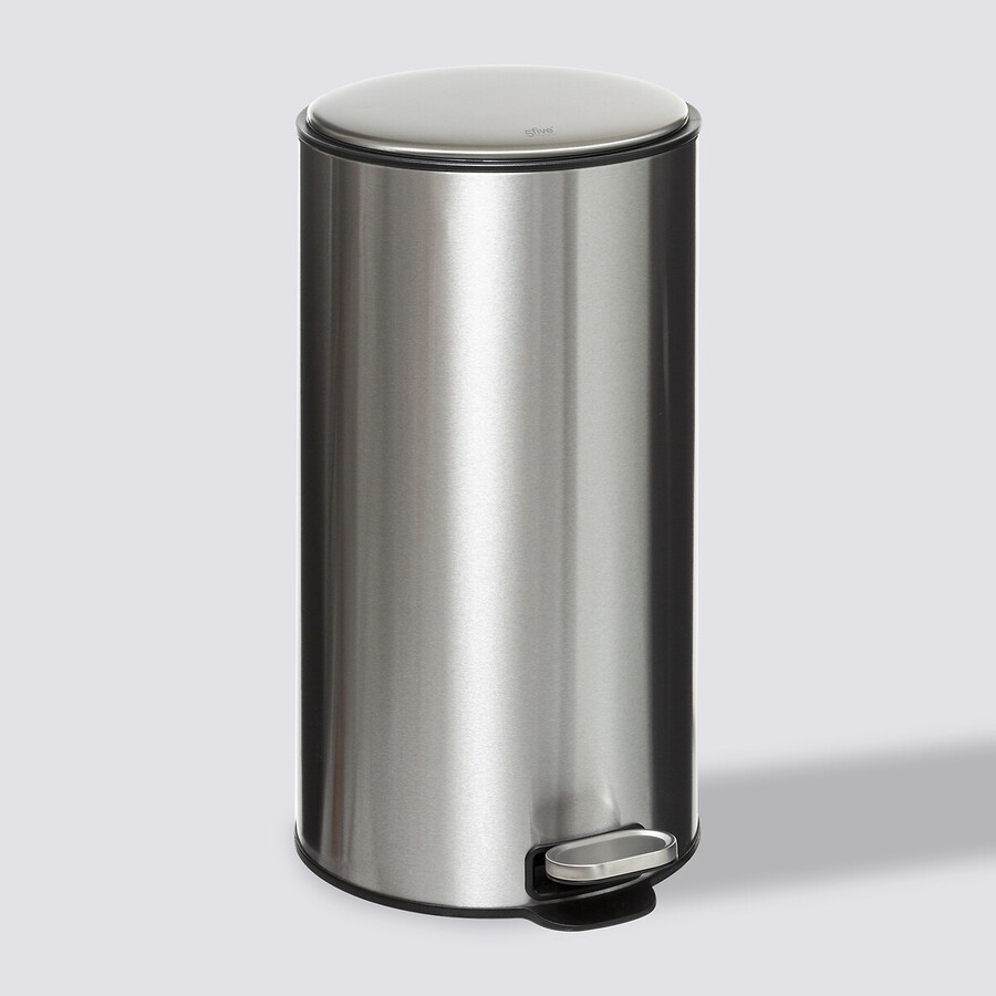 Poubelle ronde à pédale métal 30l, inox Delta