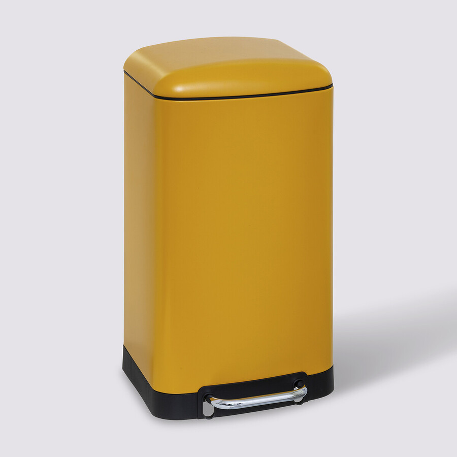 Poubelle rectangulaire à pédale métal 30l, jaune Ariane