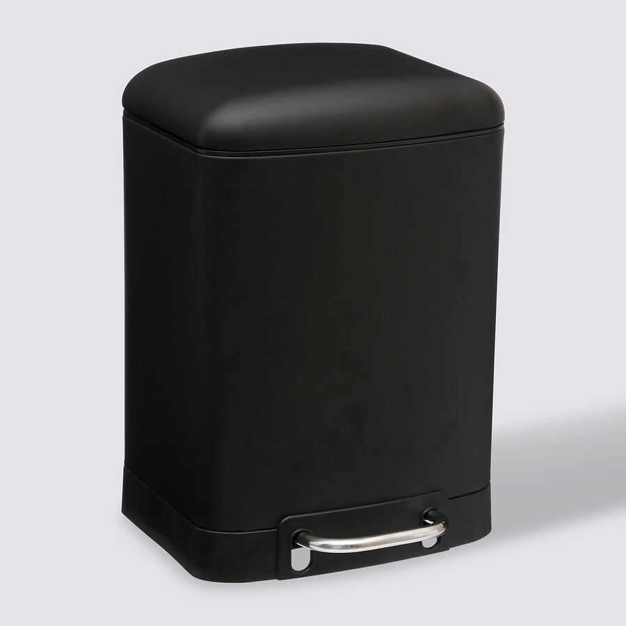 Poubelle rectangulaire à pédale métal 6l, noir Ariane