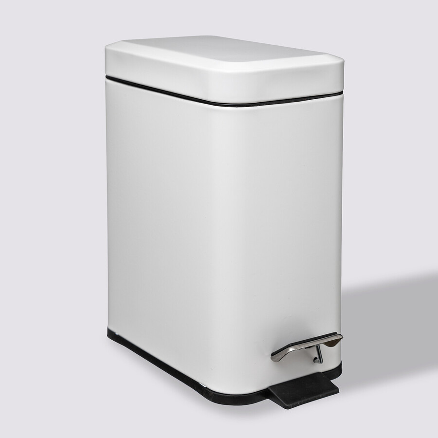 Poubelle rect soft close inox 5l, blanc 