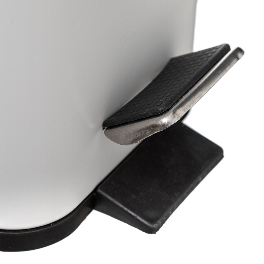 Poubelle rect soft close inox 5l, blanc 