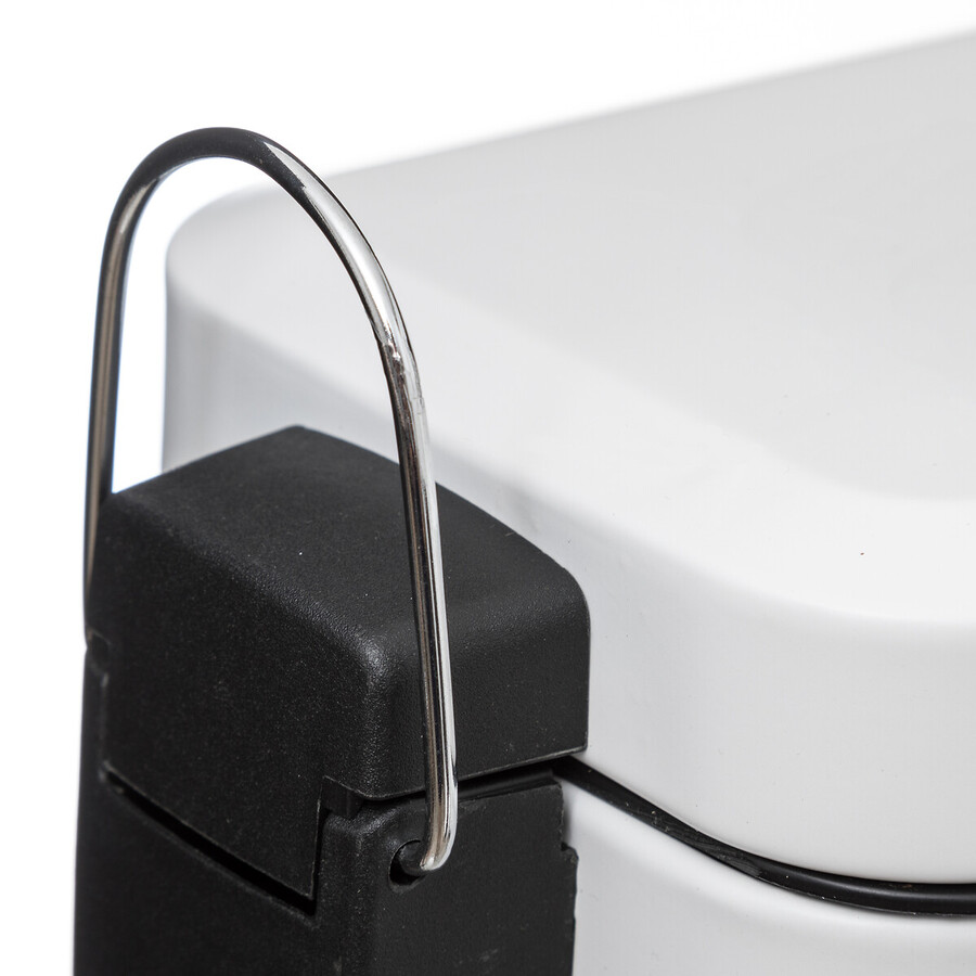 Poubelle rect soft close inox 5l, blanc 