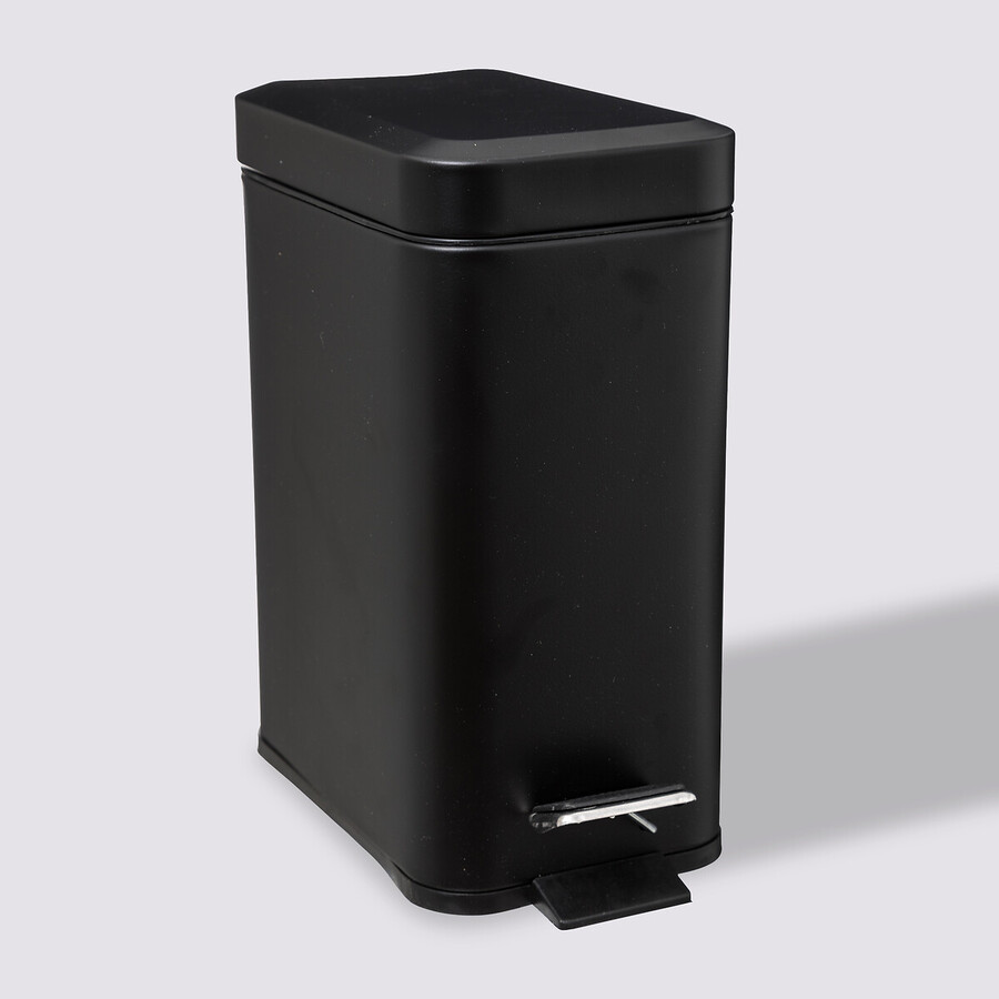 Poubelle rect soft close inox 5l, noir 