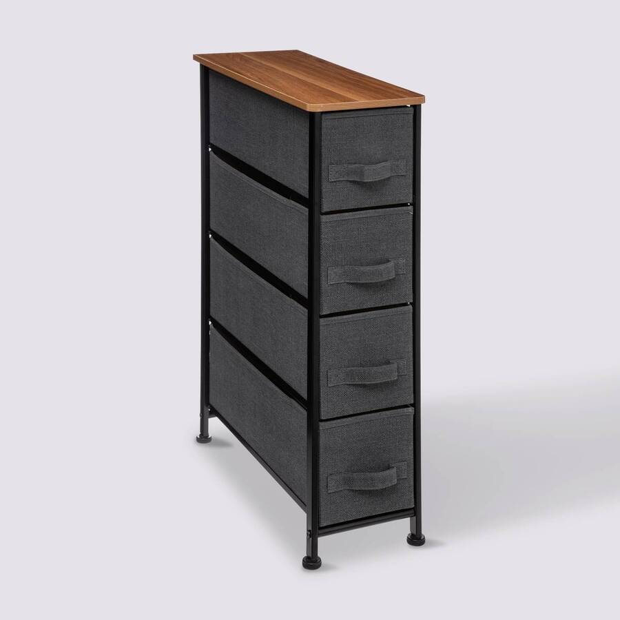 Rangement 4 tiroirs tissu, gris anthracite 