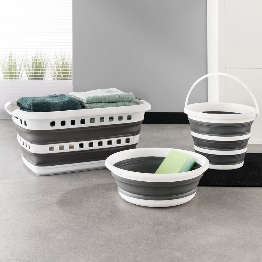 Seau pliable 10l - blanc, gris 