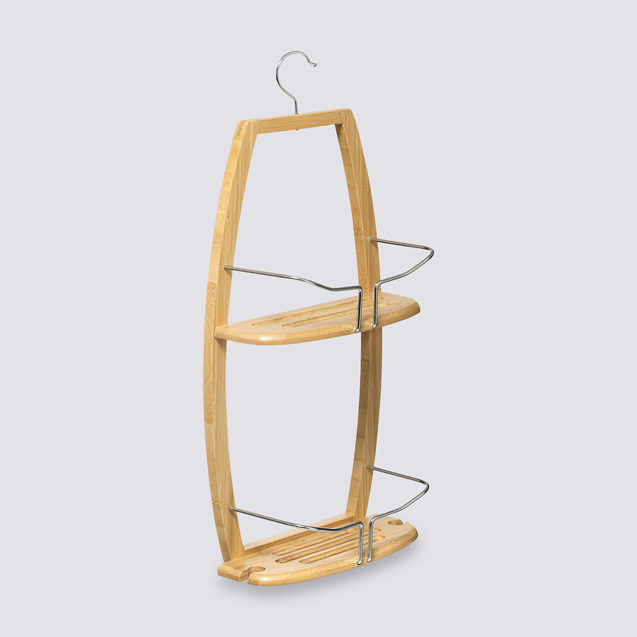 Serviteur de douche 2 niveaux, métal bambou 