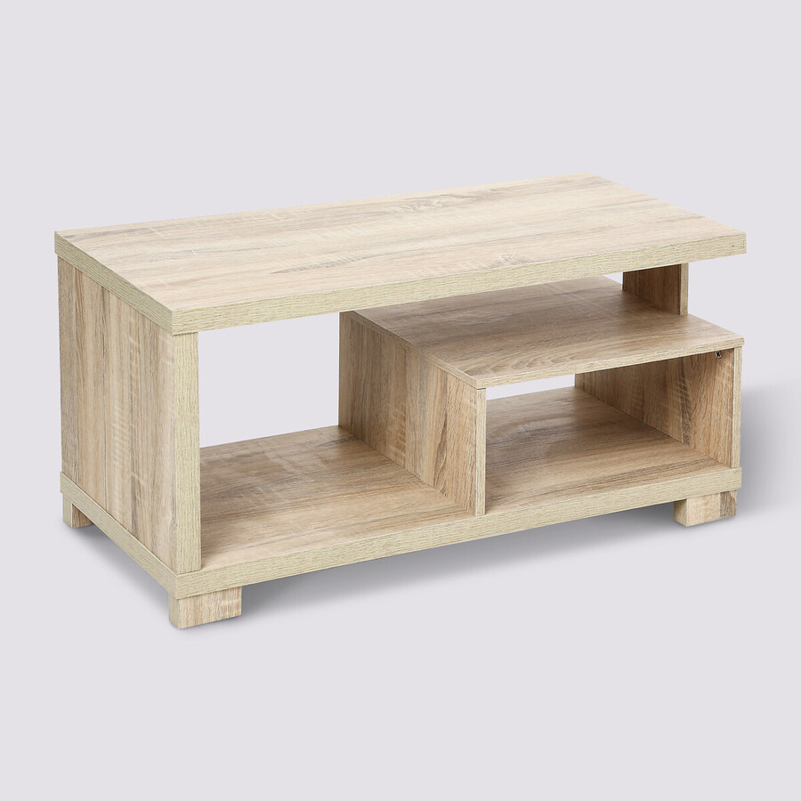 Table basse 2 niveaux, effet bois naturel Bivoak