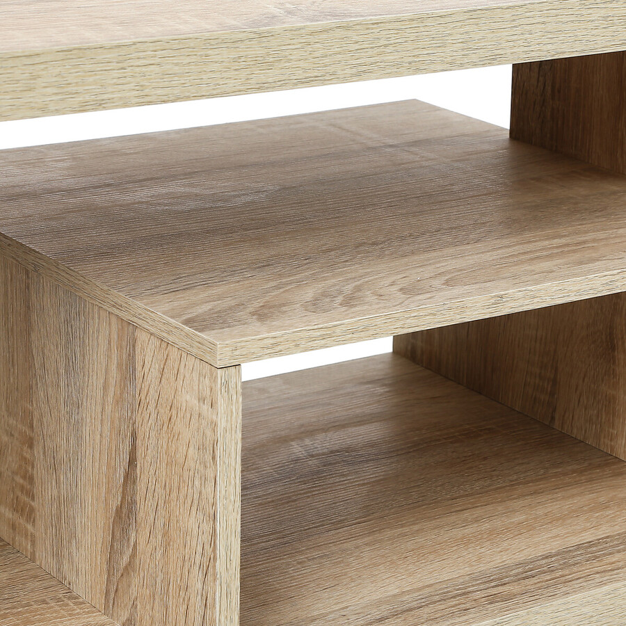 Table basse 2 niveaux, effet bois naturel Bivoak