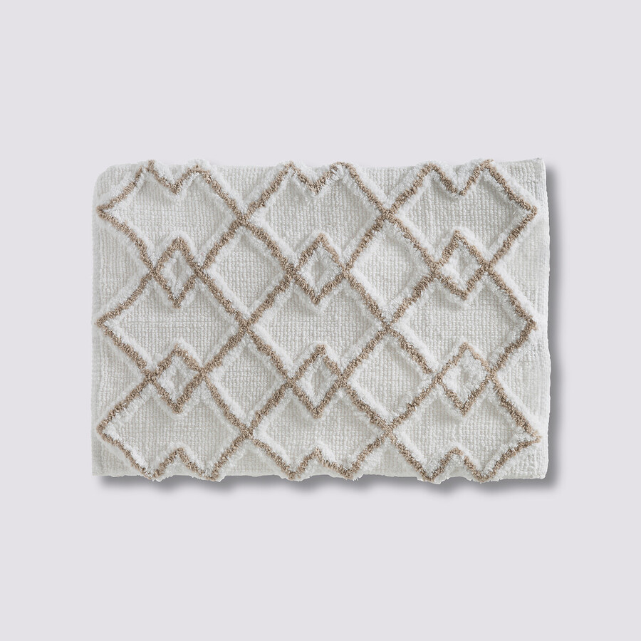 Tapis 50x75 cm, blanc, taupe 