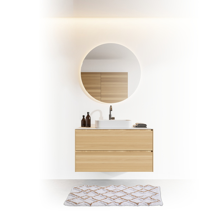 Tapis 50x75 cm, blanc, taupe 