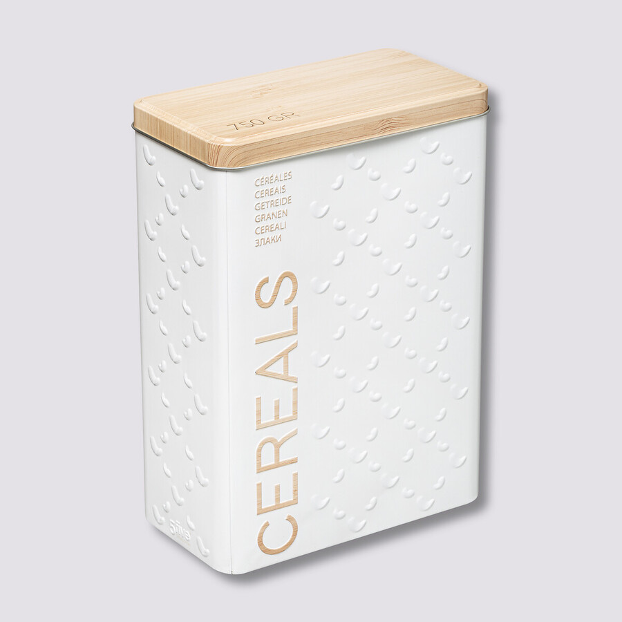 Boîte à céréales 750g métal, blanc Scandi nature