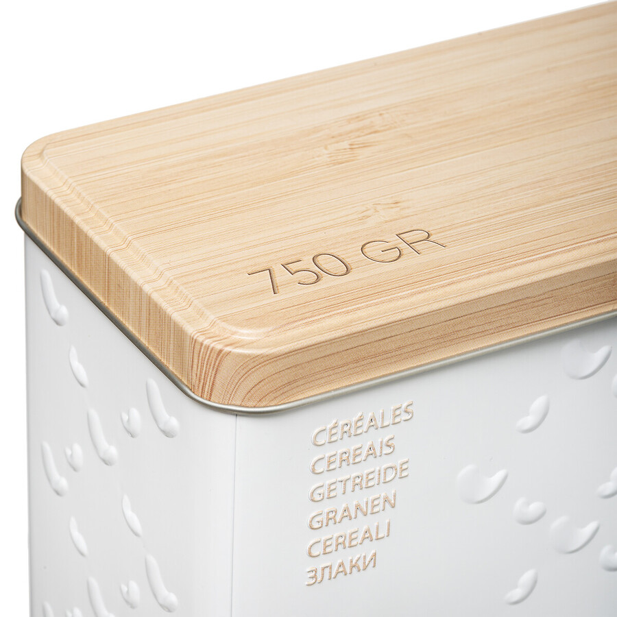 Boîte à céréales 750g métal, blanc Scandi nature
