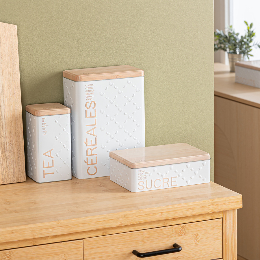 Boîte à céréales 750g métal, blanc Scandi nature
