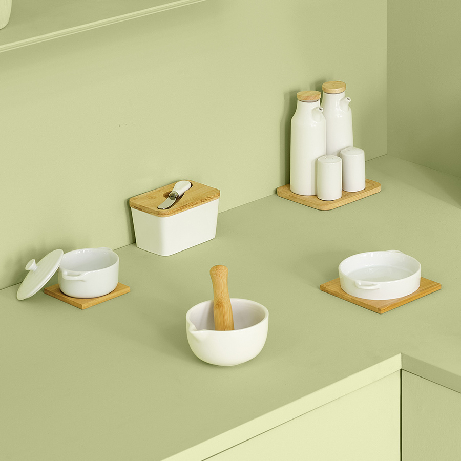 Beurrier céramique avec couteau, blanc Seramik