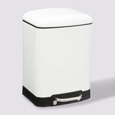 Poubelle rectangulaire à pédale métal 6l, blanc Ariane