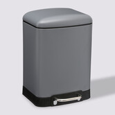 Poubelle rectangulaire à pédale métal 6l, gris Ariane
