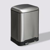 Poubelle rectangulaire à pédale métal 6l, inox Ariane