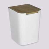 Poubelle à couvercle bambou 5l, blanc Naturéo