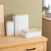 Boîte à céréales 750g métal, blanc Scandi nature