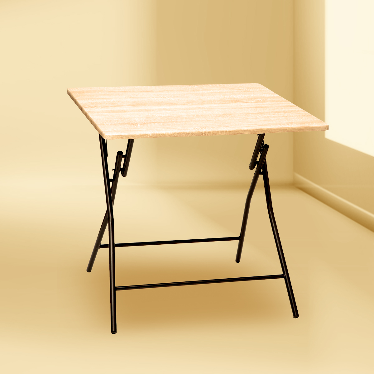 Table pliante 4 places, effet bois 