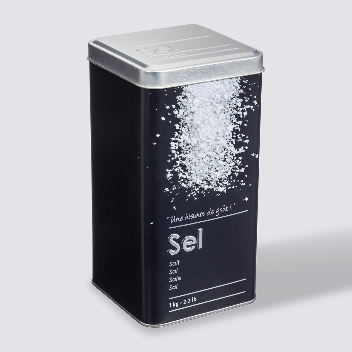 Boîte sel 1kg métal, noir Black edition