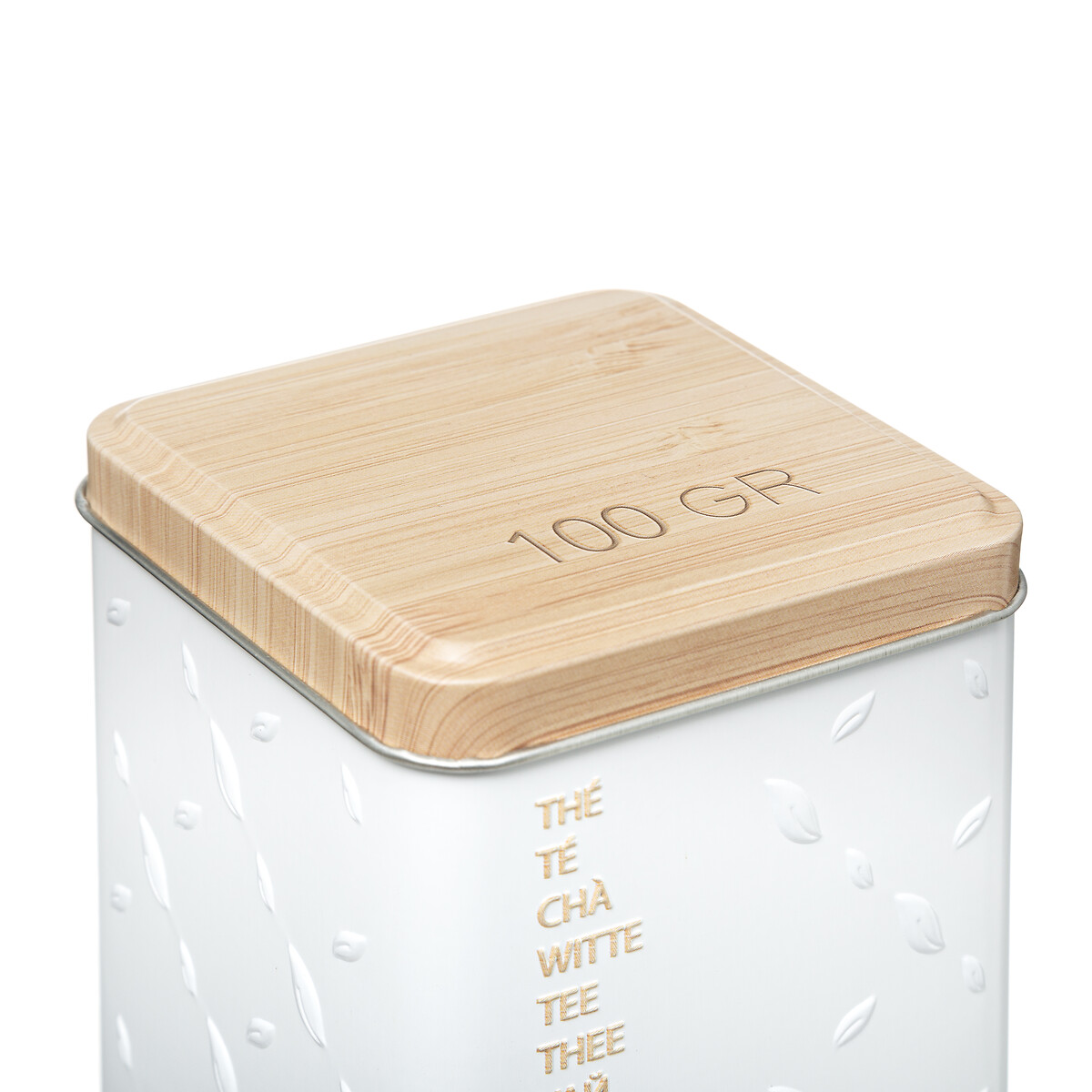 Boîte à thé vrac métal, blanc Scandi nature